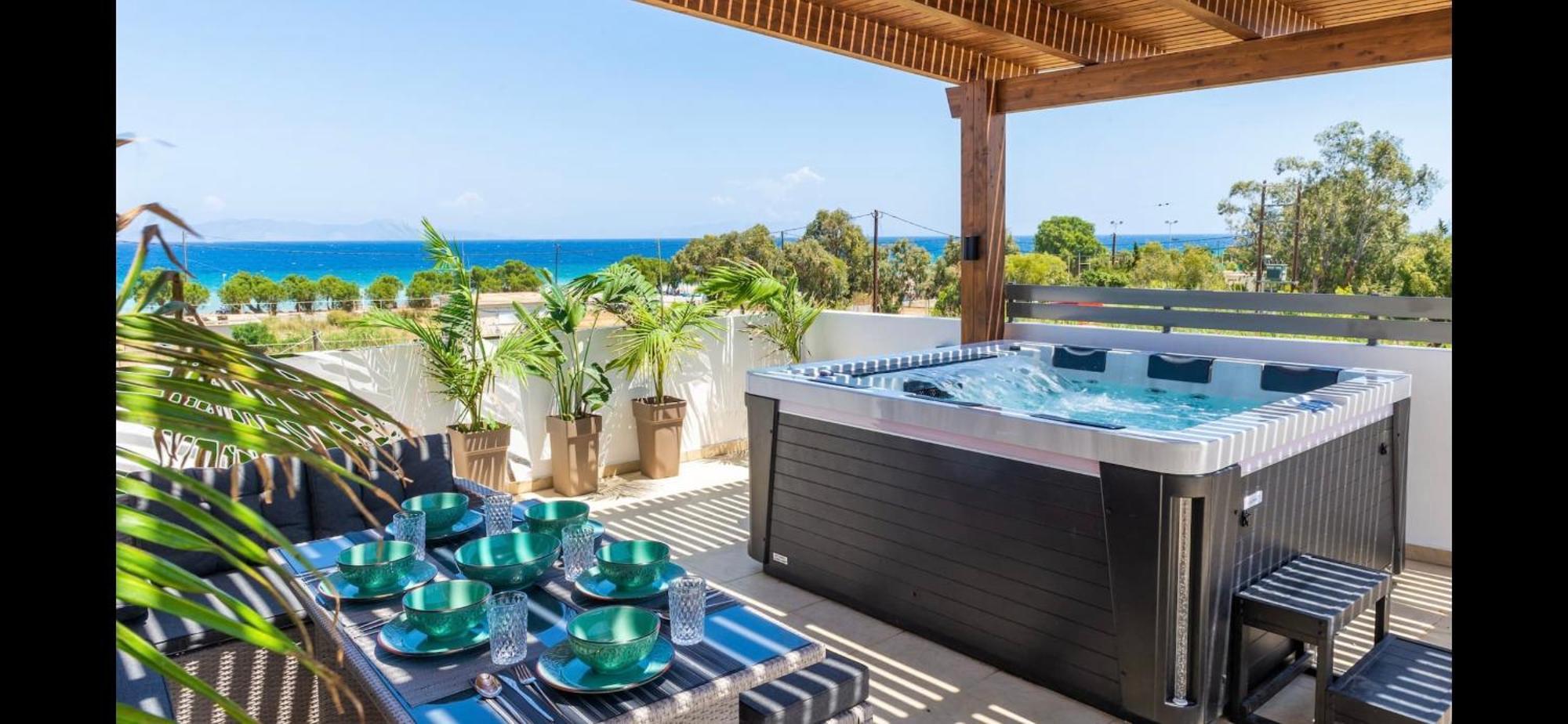Odyssea Top View & Hot Jacuzzi Front Beach Kremastí Exterior foto